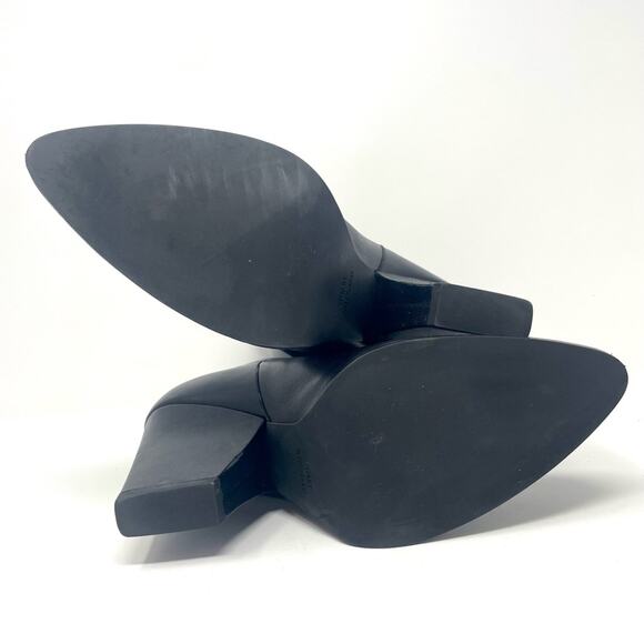 Stuart Weitzman Black Leather Pointed Toe Chunky Heel Booties Women's 9 $595 - Picture 10 of 10